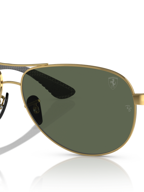 Ray-Ban Sunglasses Man Rb8331m Scuderia Ferrari Collection - Dark Carbon Frame Green Lenses 61-13