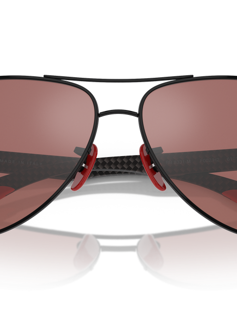 Ray-Ban Sunglasses Man Rb8331m Scuderia Ferrari Collection - Dark Carbon Frame Silver Lenses 61-13 Polarized