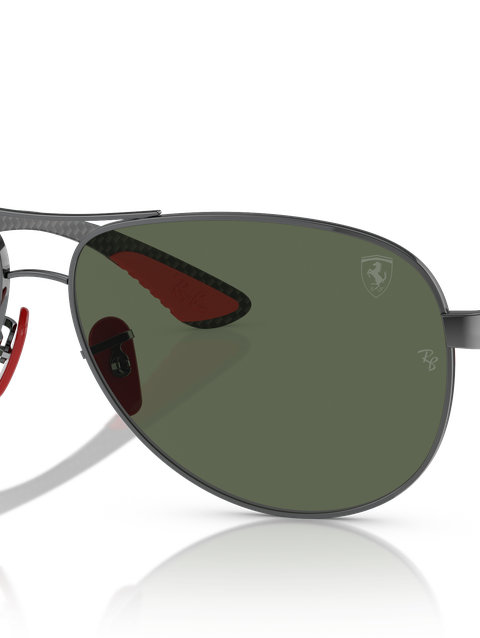 Ray-Ban Sunglasses Man Rb8331m Scuderia Ferrari Collection - Dark Carbon Frame Green Lenses 61-13