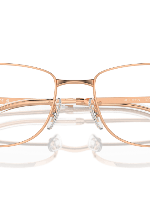 Ray-Ban Eyeglasses Unisex Rb3732v Optics Prescription - Rose Gold Frame Clear Lenses 54-18 Polarized