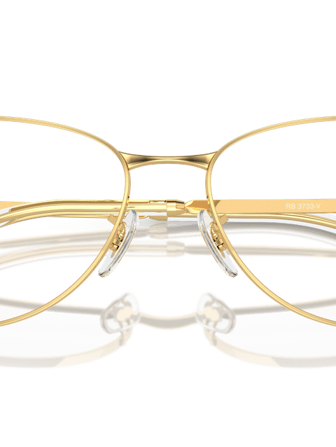 Ray-Ban Eyeglasses Unisex Rb3733v Optics Prescription - Arista Gold Frame Clear Lenses 54-17 Polarized