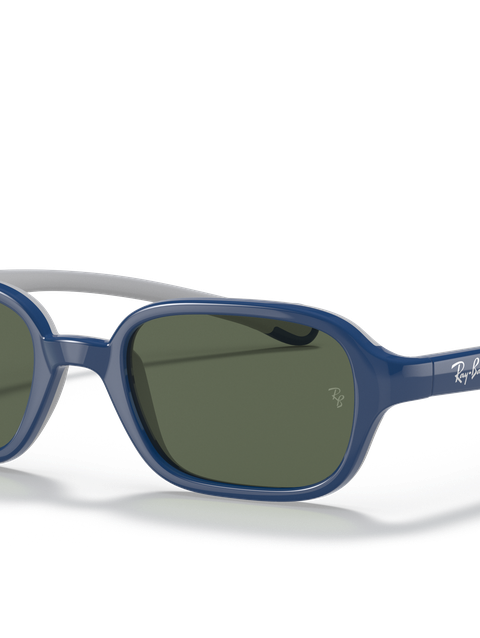 Ray-Ban Sunglasses Children Rb9074s Kids - Blue On Rubber Grey Frame Green Lenses 41-16