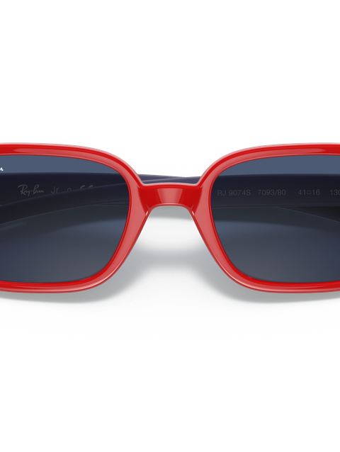 Ray-Ban Sunglasses Children Rb9074s Kids - Red On Rubber Blue Frame Blue Lenses 41-16