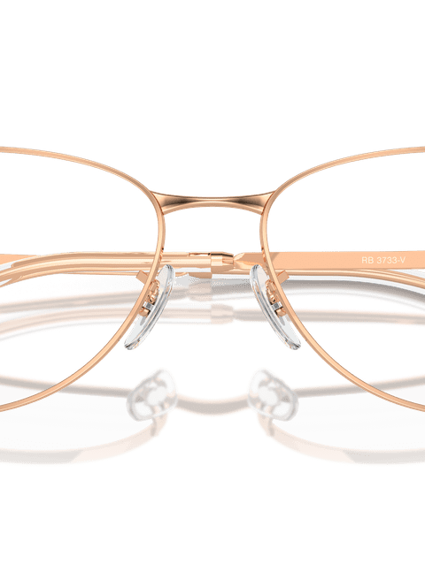 Ray-Ban Eyeglasses Unisex Rb3733v Optics Prescription - Rose Gold Frame Clear Lenses 54-17 Polarized