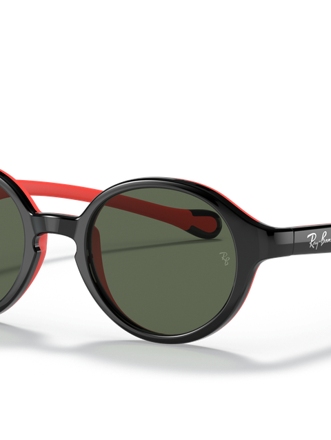 Ray-Ban Sunglasses Children Rb9075s Kids - Black On Red Frame Green Lenses 39-16