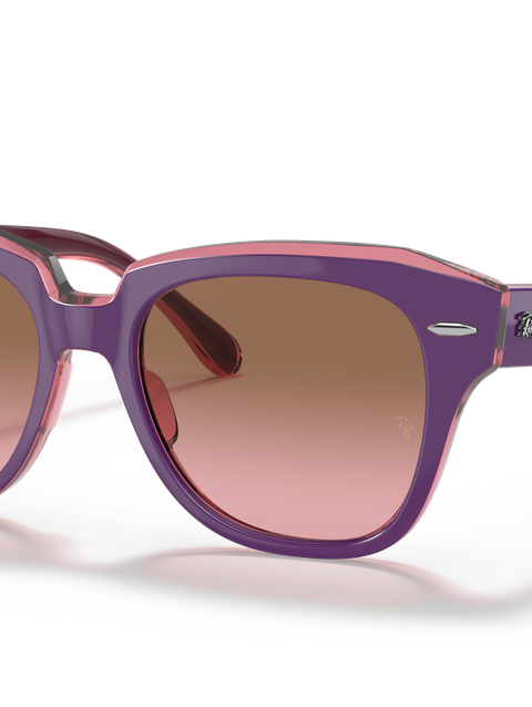 Ray-Ban Sunglasses Children State Street Kids - Violet On Transparent Pink Frame Pink Lenses 46-15