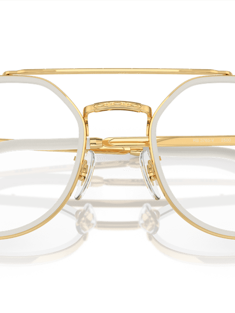 Ray-Ban Eyeglasses Unisex Rb3765v Optics Prescription - Gold Frame Clear Lenses 49-22 Polarized