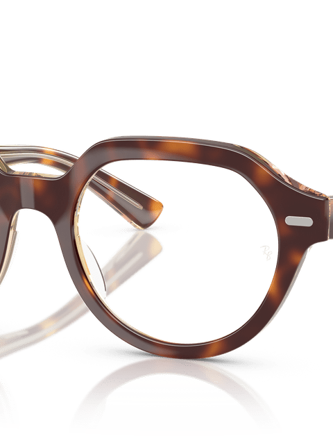 Ray-Ban Eyeglasses Unisex Gina Optics Prescription - Light Havana On Multicolor Frame Clear Lenses 49-20 Polarized