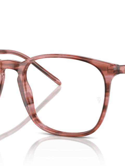 Ray-Ban Eyeglasses Unisex Rb5387 Optics Prescription - Striped Pink Frame Clear Lenses 52-18 Polarized