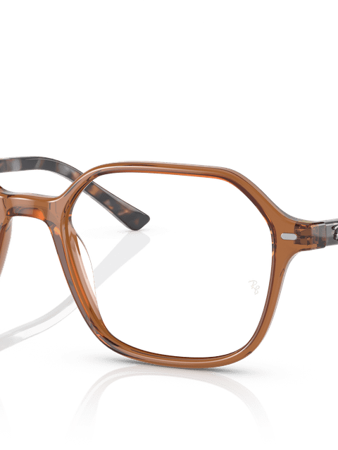 Ray-Ban Eyeglasses Unisex John Optics Prescription - Grey & Brown Havana Frame Clear Lenses 49-18 Polarized