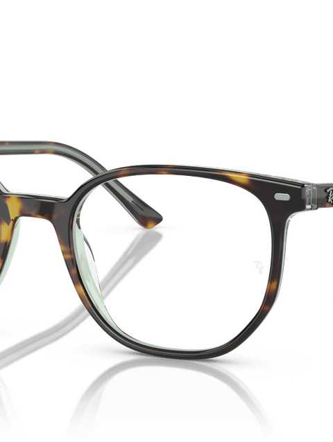 Ray-Ban Eyeglasses Unisex Elliot Optics Prescription - Havana On Transparent Green Frame Demo Lens Lenses 48-19 Polarized