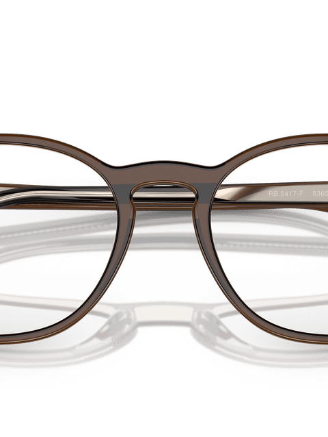 Ray-Ban Eyeglasses Unisex Rb5417 Optics Prescription - Brown On Transparent Light Brown Frame Clear Lenses 52-19 Polarized