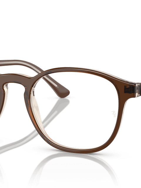 Ray-Ban Eyeglasses Unisex Rb5417 Optics Prescription - Brown On Transparent Light Brown Frame Clear Lenses 50-19 Polarized