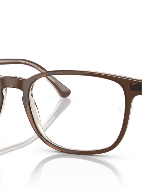 Ray-Ban Eyeglasses Unisex Rb5418 Optics Prescription - Brown On Transparent Light Brown Frame Clear Lenses 54-20 Polarized