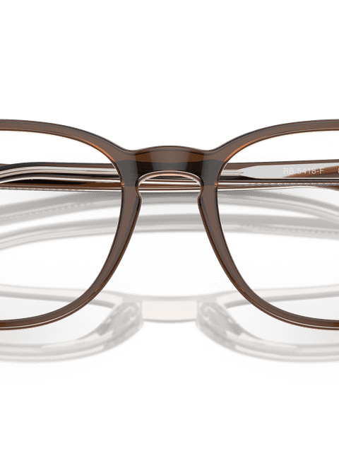 Ray-Ban Eyeglasses Unisex Rb5418 Optics Prescription - Brown On Transparent Light Brown Frame Clear Lenses 54-20 Polarized