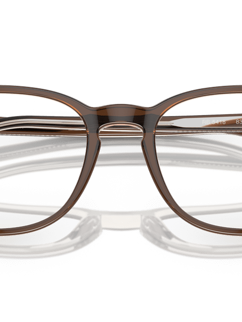 Ray-Ban Eyeglasses Unisex Rb5418 Optics Prescription - Brown On Transparent Light Brown Frame Clear Lenses 56-19 Polarized