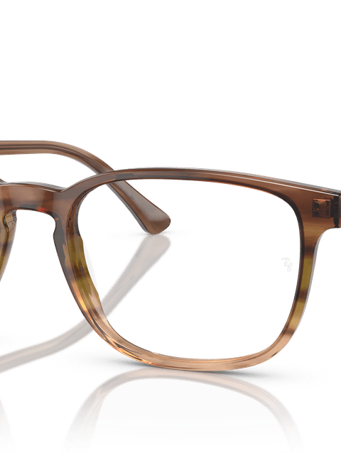 Ray-Ban Eyeglasses Unisex Rb5418 Optics Prescription - Striped Brown & Green Frame Clear Lenses 56-19 Polarized