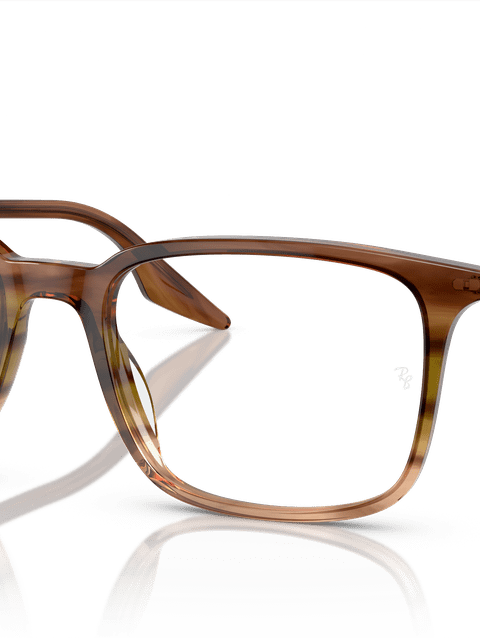 Ray-Ban Eyeglasses Unisex Rb5421 Optics Prescription - Striped Brown & Green Frame Clear Lenses 53-19 Polarized