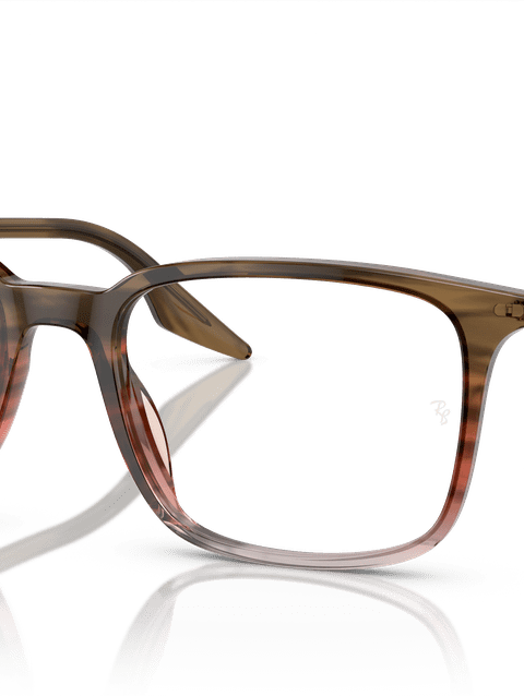 Ray-Ban Eyeglasses Unisex Rb5421 Optics Prescription - Striped Brown & Red Frame Demo Lens Lenses 55-19 Polarized