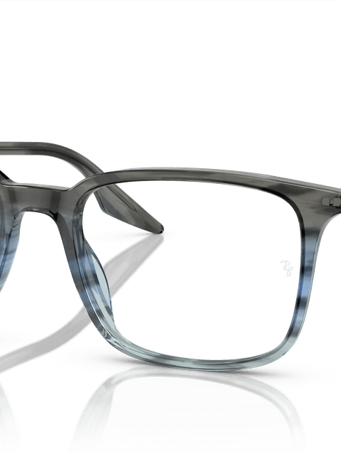 Ray-Ban Eyeglasses Unisex Rb5421 Optics Prescription - Striped Grey & Blue Frame Clear Lenses 53-19 Polarized