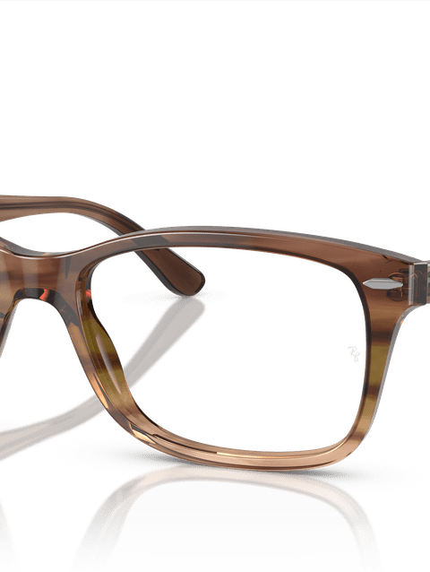 Ray-Ban Eyeglasses Unisex Rb5428 Optics Prescription - Striped Brown Frame Demo Lens Lenses 53-17 Polarized