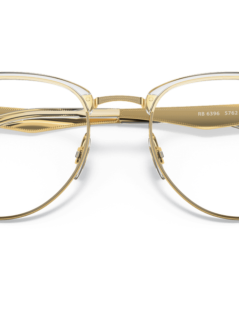 Ray-Ban Eyeglasses Unisex Rb6396 Optics Prescription - Brushed Gold Frame Clear Lenses 51-19