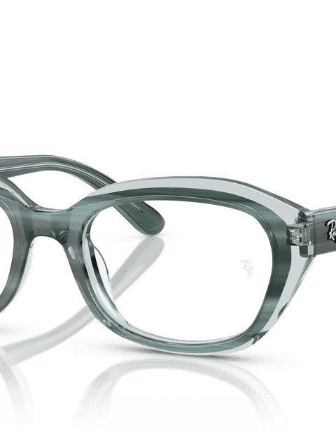 Ray-Ban Eyeglasses Children Rb1636 Optics Kids Prescription - Striped Green On Transparent Green Frame Clear Lenses 46-17 Polarized