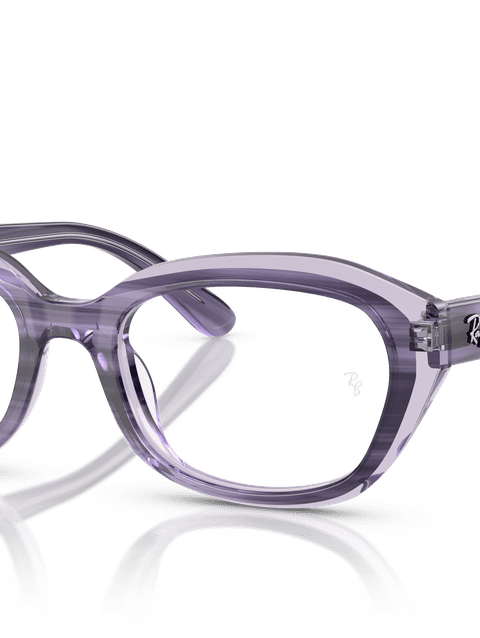 Ray-Ban Eyeglasses Children Rb1636 Optics Kids Prescription - Striped Violet On Transparent Violet Frame Clear Lenses 46-17 Polarized