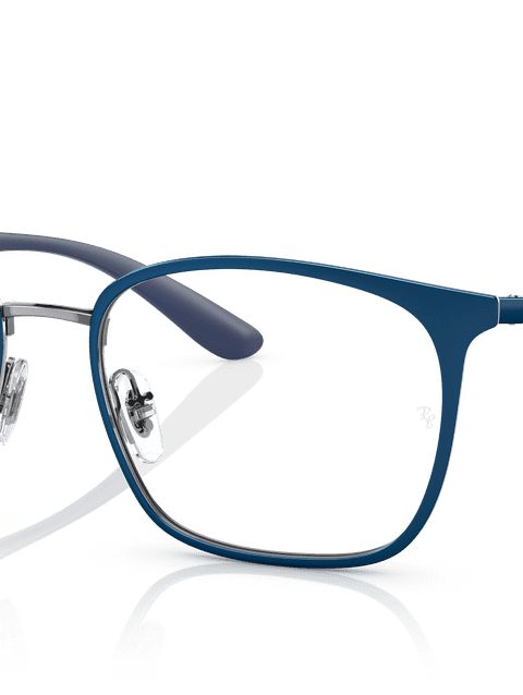 Ray-Ban Eyeglasses Unisex Rb6486 Optics Prescription - Blue Frame Clear Lenses 52-17 Polarized