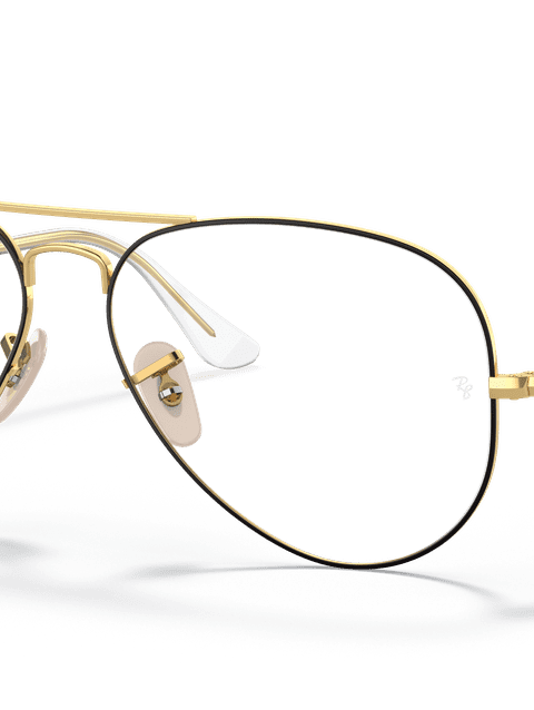 Ray-Ban Eyeglasses Unisex Aviator Optics Prescription - Gold Frame Clear Lenses 58-14 Polarized