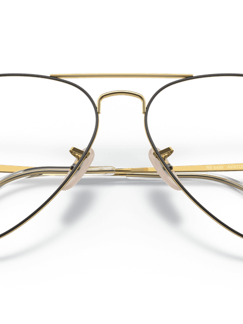 Ray-Ban Eyeglasses Unisex Aviator Optics Prescription - Gold Frame Clear Lenses 55-14 Polarized