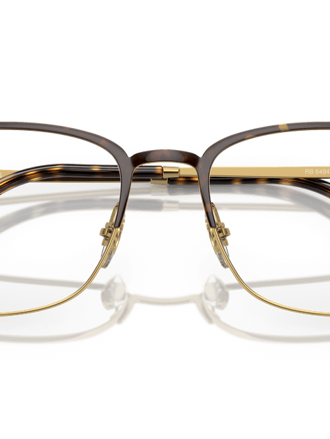 Ray-Ban Eyeglasses Man Rb6494 Optics Prescription - Gold Frame Clear Lenses 56-18 Polarized