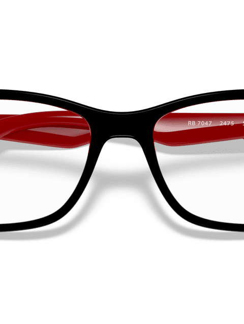 Ray-Ban Eyeglasses Unisex Rb7047 Optics Prescription - Red Frame Clear Lenses 56-17 Polarized