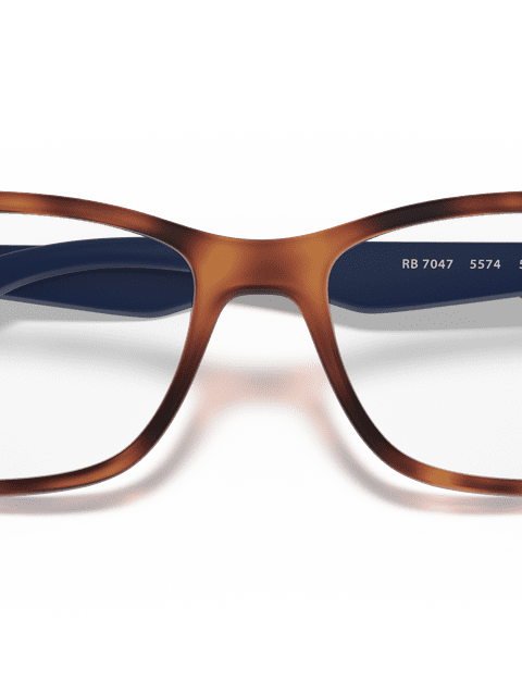 Ray-Ban Eyeglasses Unisex Rb7047 Optics Prescription - Blue Frame Clear Lenses 54-17 Polarized