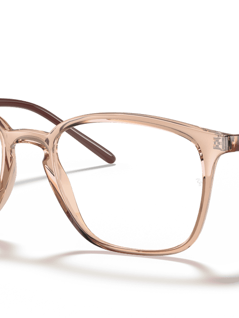 Ray-Ban Eyeglasses Unisex Rb7185 Prescription - Shiny Brown Frame Clear Lenses 50-18 Polarized