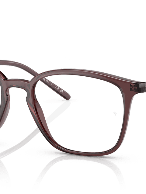 Ray-Ban Eyeglasses Unisex Rb7185 Optics Prescription - Transparent Brown Frame Clear Lenses 50-18 Polarized