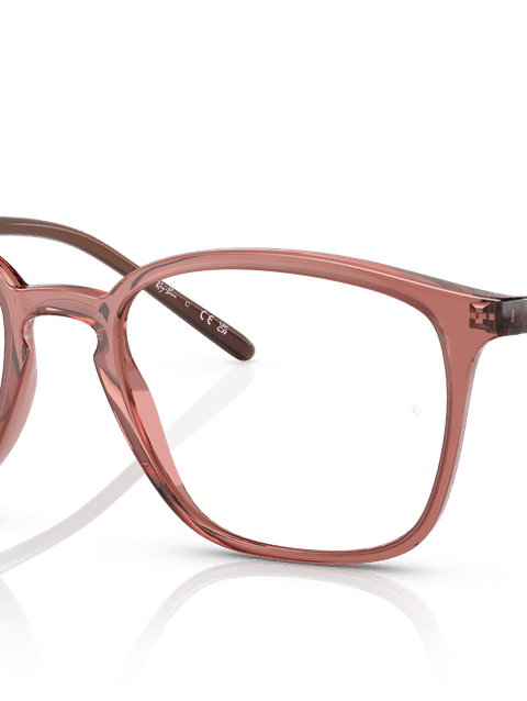 Ray-Ban Eyeglasses Unisex Rb7185 Optics Prescription - Transparent Brown Frame Clear Lenses 50-18 Polarized