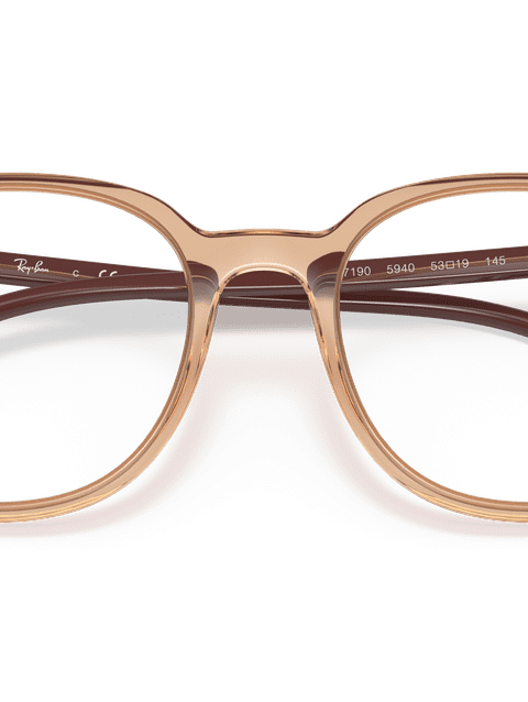 Ray-Ban Eyeglasses Unisex Rb7190 Optics Prescription - Light Brown Frame Clear Lenses 51-19 Polarized