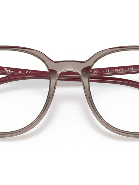 Ray-Ban Eyeglasses Unisex Rb7190 Optics Prescription - Bordeaux Frame Clear Lenses 51-19 Polarized