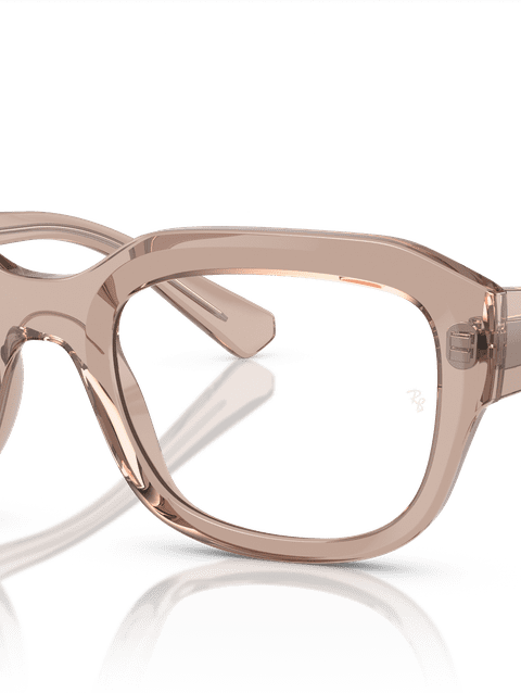 Ray-Ban Eyeglasses Unisex Leonid Optics Bio-based Prescription - Transparent Light Brown Frame Clear Lenses 52-20 Polarized