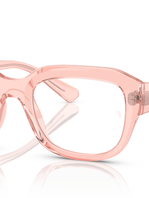 Ray-Ban Eyeglasses Unisex Leonid Optics Bio-based Prescription - Transparent Pink Frame Demo Lens Lenses 52-20 Polarized