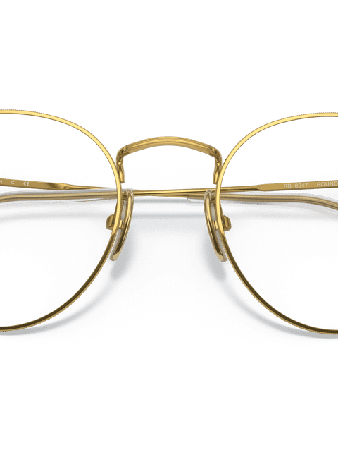 Ray-Ban Eyeglasses Unisex Round Titanium Optics Prescription - Gold Frame Clear Lenses 50-21