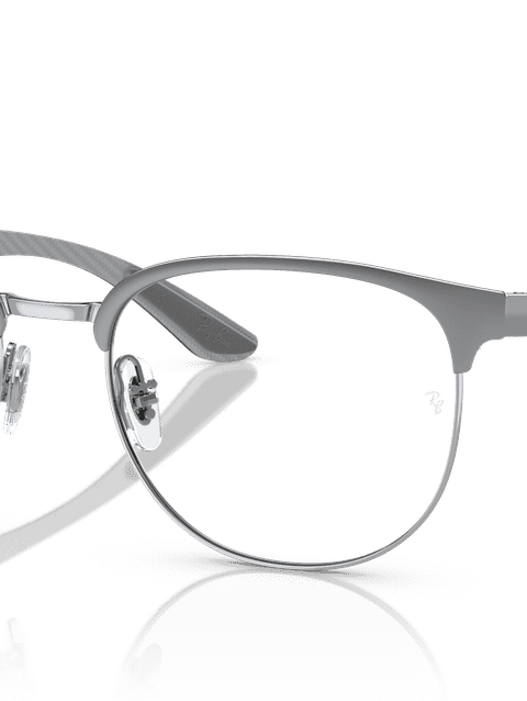 Ray-Ban Eyeglasses Man Rb8422 Optics Prescription - Grey On Silver Frame Clear Lenses 54-19 Polarized