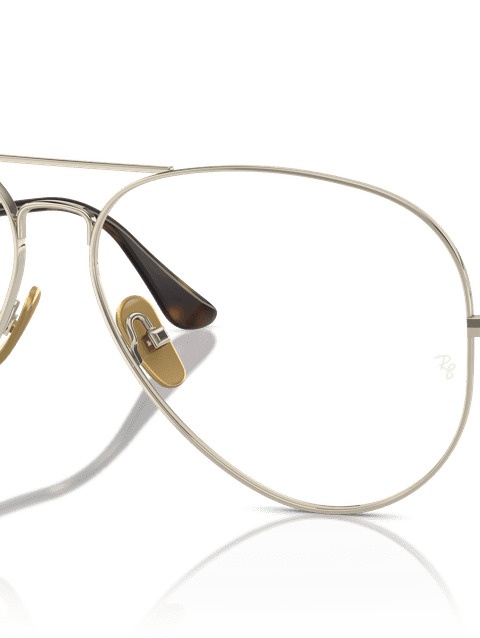 Ray-Ban Eyeglasses Unisex Aviator Titanium Optics - Arista Gold Frame Clear Lenses 58-14 Polarized