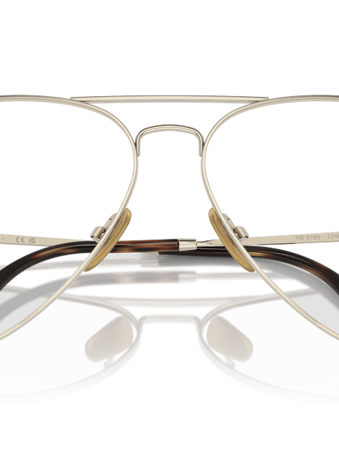 Ray-Ban Eyeglasses Unisex Aviator Titanium Optics - Arista Gold Frame Clear Lenses 58-14 Polarized