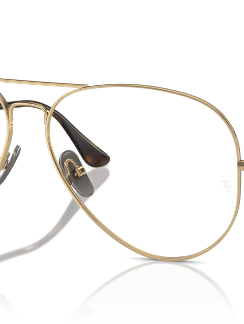 Ray-Ban Eyeglasses Unisex Aviator Titanium Optics - Light Brown Frame Clear Lenses 58-14 Polarized