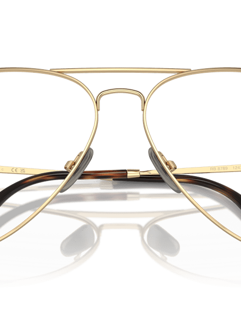 Ray-Ban Eyeglasses Unisex Aviator Titanium Optics - Light Brown Frame Clear Lenses 58-14 Polarized