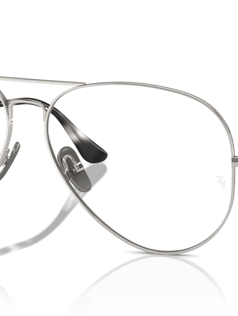 Ray-Ban Eyeglasses Unisex Aviator Titanium Optics - Silver Frame Clear Lenses 58-14 Polarized