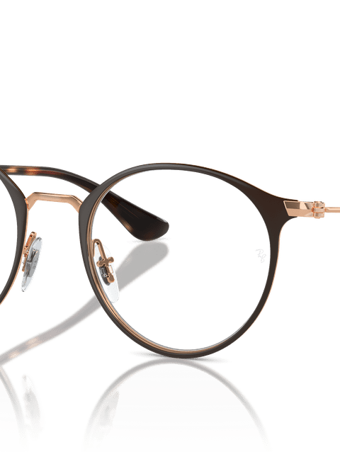 Ray-Ban Eyeglasses Children Rb1053 Optics Kids Prescription - Brown On Rose Gold Frame Clear Lenses 45-18 Polarized