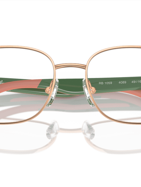 Ray-Ban Eyeglasses Children Rb1059 Optics Kids Bio-based Prescription - Green On Pink Frame Demo Lens Lenses 47-16 Polarized